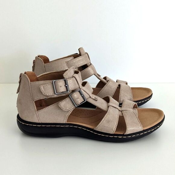 Clarks Metallic Tan Strappy Sandals Women's 9.5